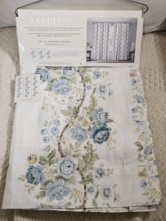 Rupert Sanderson Other - SANDERSON Hykenham Floral Cottage Cotton Curtains 2 Drapes 50" x 84” Blue HTF